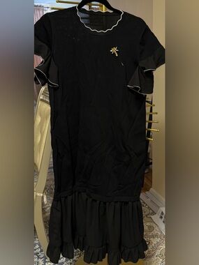 Black Hem Ruffle Sleeve Dress